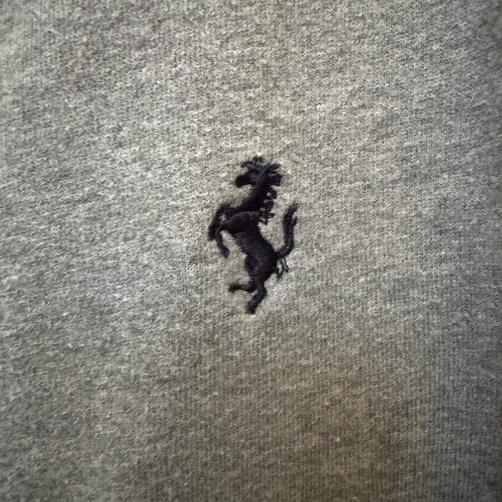 Ferrari Gray Crewneck zip up with navy Prancing Horse Logo